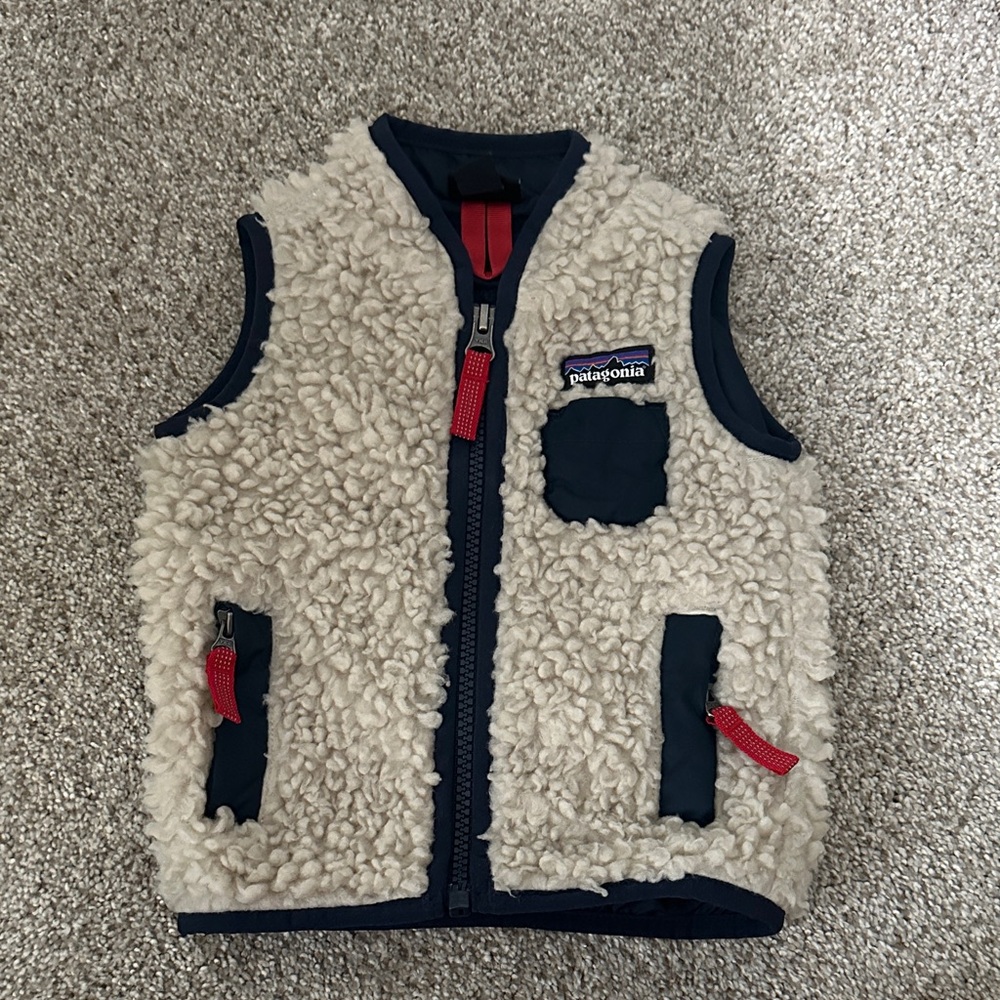 Patagonia Kids Fleece Vest - Cream and Navy